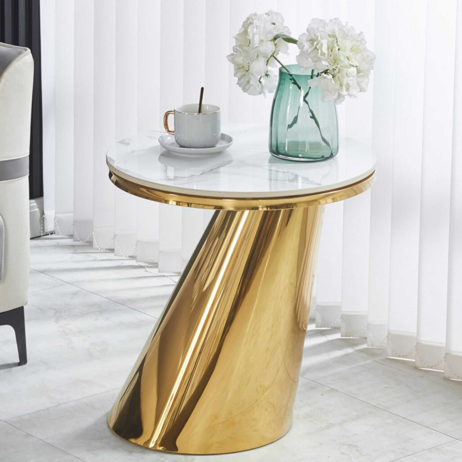 1.66ft Luxury Marble Round Coffee Table OF2EK437281