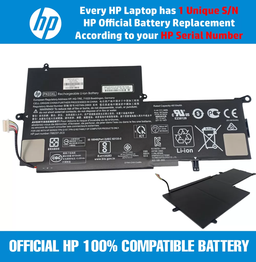 789116-005 (PK03XL) HP Battery For HP X360 Envy Spectra Series