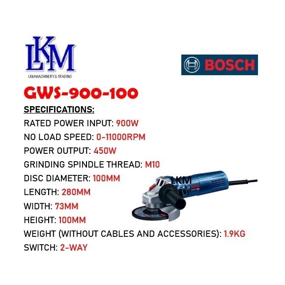 [BOSCH] GWS 900-100 / GWS 900-100S 900W 4" 100MM ANGLE GRINDER