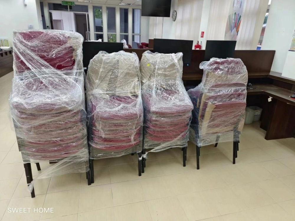 Waiting Link Chair | Banquet Chair | Student Chair | Fabric Medium Back Office Chair | High Back Office Chair | Office Chair Refabric | For Kolej Komuniti Tasek Gelugor Bertam Kepala Batas Penang Kedah