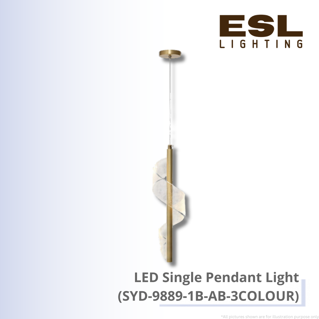 LED Single Pendant Light - SYD-9889-1B-AB-3COLOUR