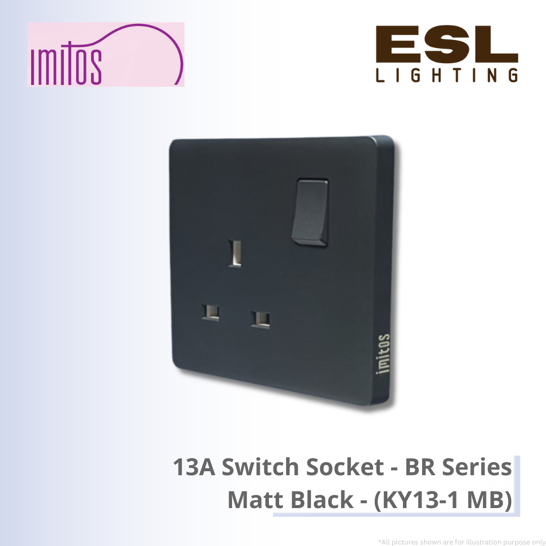 IMITOS 13A Switch Socket (BR Series) Matt Black - KY13-1 MB [SIRIM]