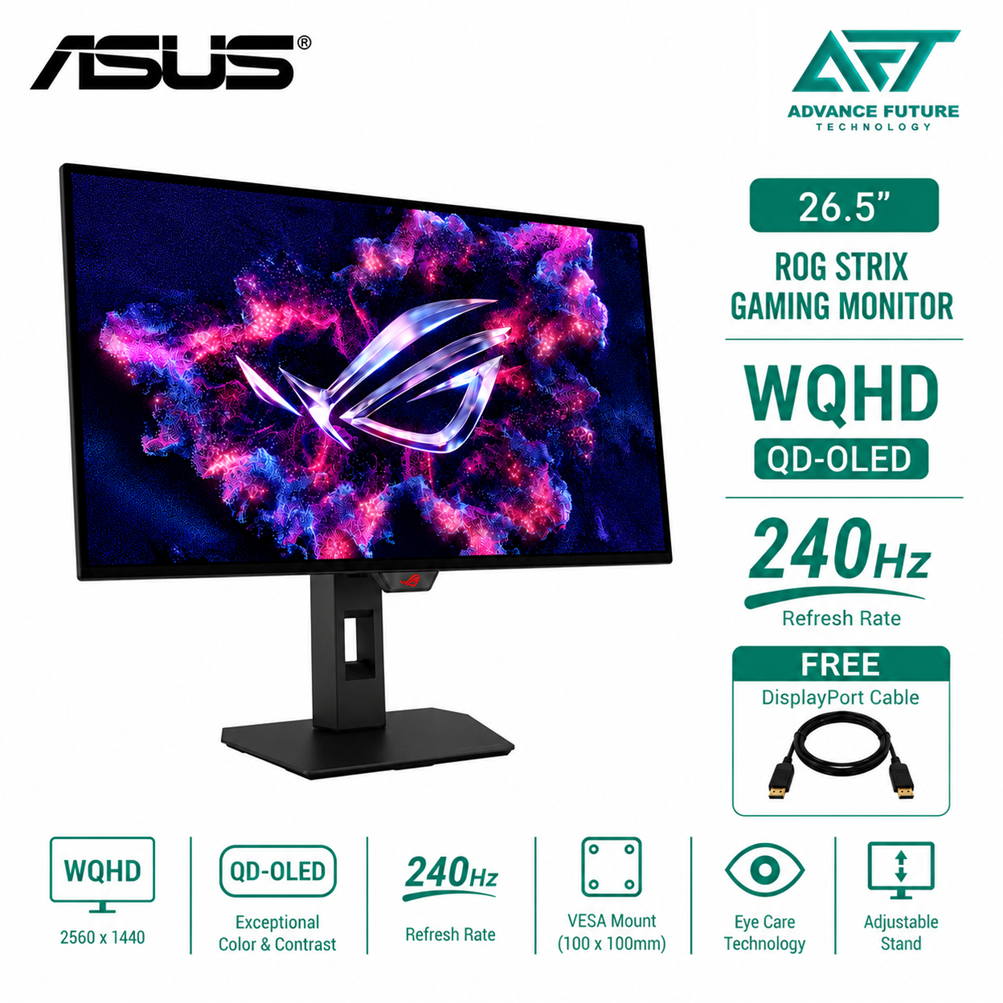 Asus ROG Strix OLED XG27AQDMES 26.5'' WQHD QD-OLED 240Hz Gaming Monitor ( 2x HDMI, DP, Audio, 3 Years Warranty )