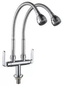 Double Flexible Hose Kitchen Pillar Sink Tap ( Codename : SWP-BR-3370 )