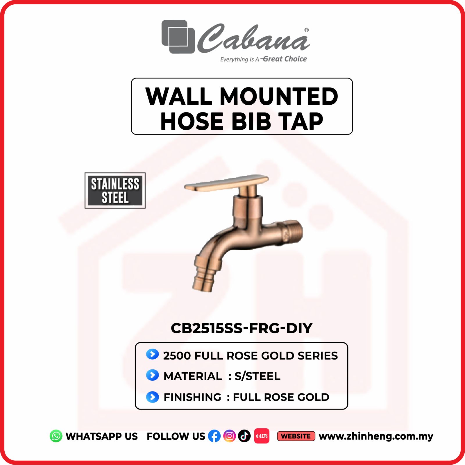 CABANA WALL MOUNTED HOSE BIB TAP  CB2515SS-FRG-DIY