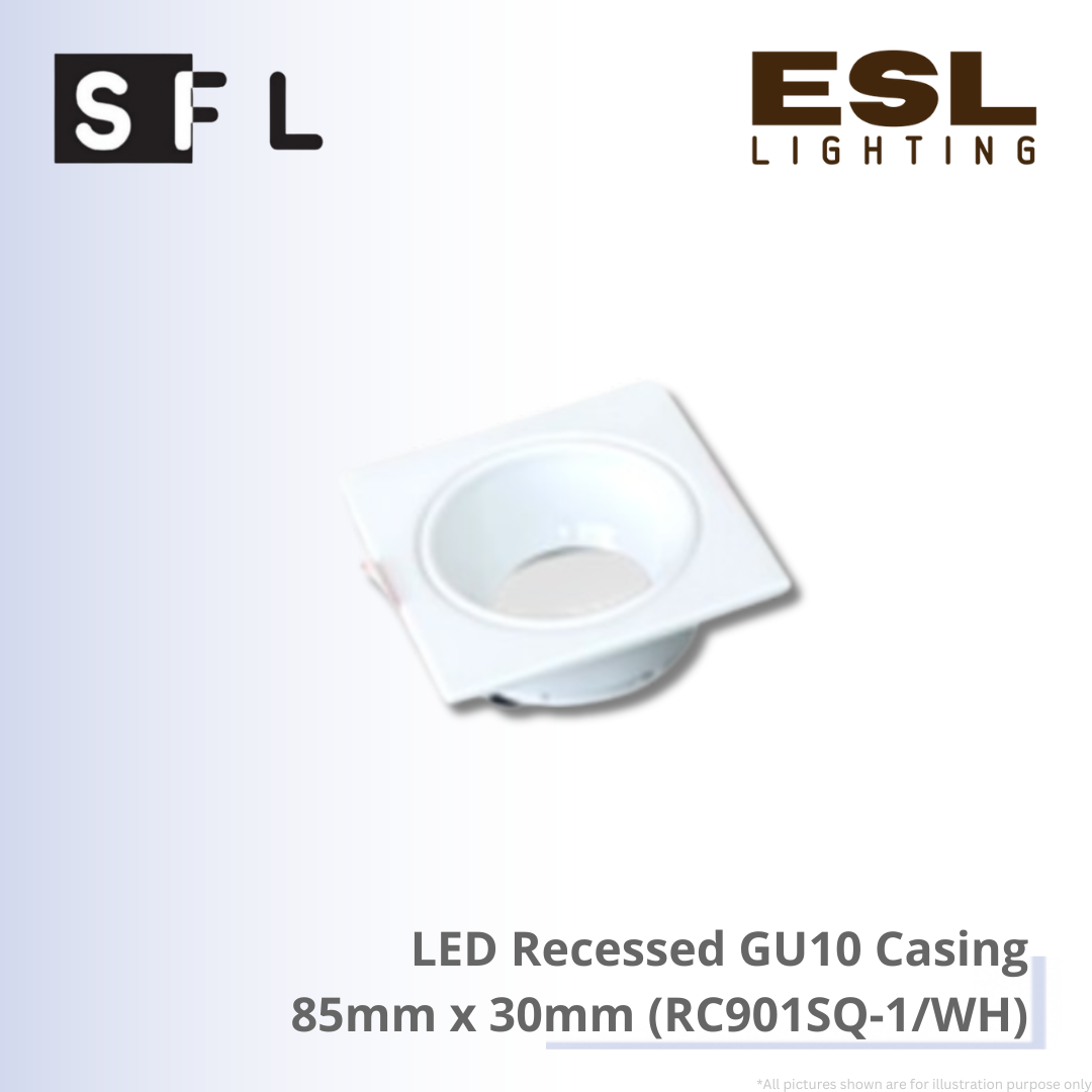 SFL LED Recessed GU10 Casing 85mm × 30mm - RC901SQ-1/WH