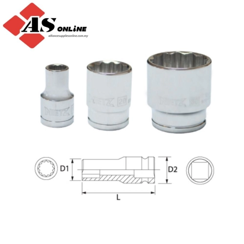 1/2″ Drive Chrome Socket (12-point) 9mm / Model: TZ50043009