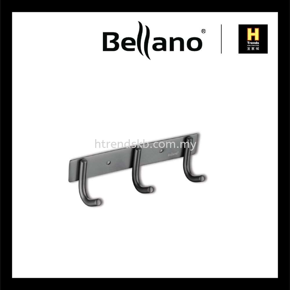 Bellano Hook Bar Single 3 Hook (Metal Grey) BLN79613-3MGSS
