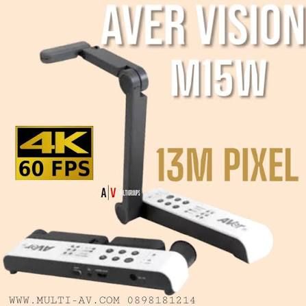 AverVision Visualizers M15W Mechanical Arm Wireless Visualizer - WiFi - 1/3.06” CMOS color image sensor, 4K/Full HD 1080p 60Hz/HD 720p 60Hz * 13 megapixel sensor, A3 landscape (426 x 313 mm), * HDMI OUT, Mini USB, USB 2.0, Built-in MIC, Built-in Battery, Weight: 1.4kg