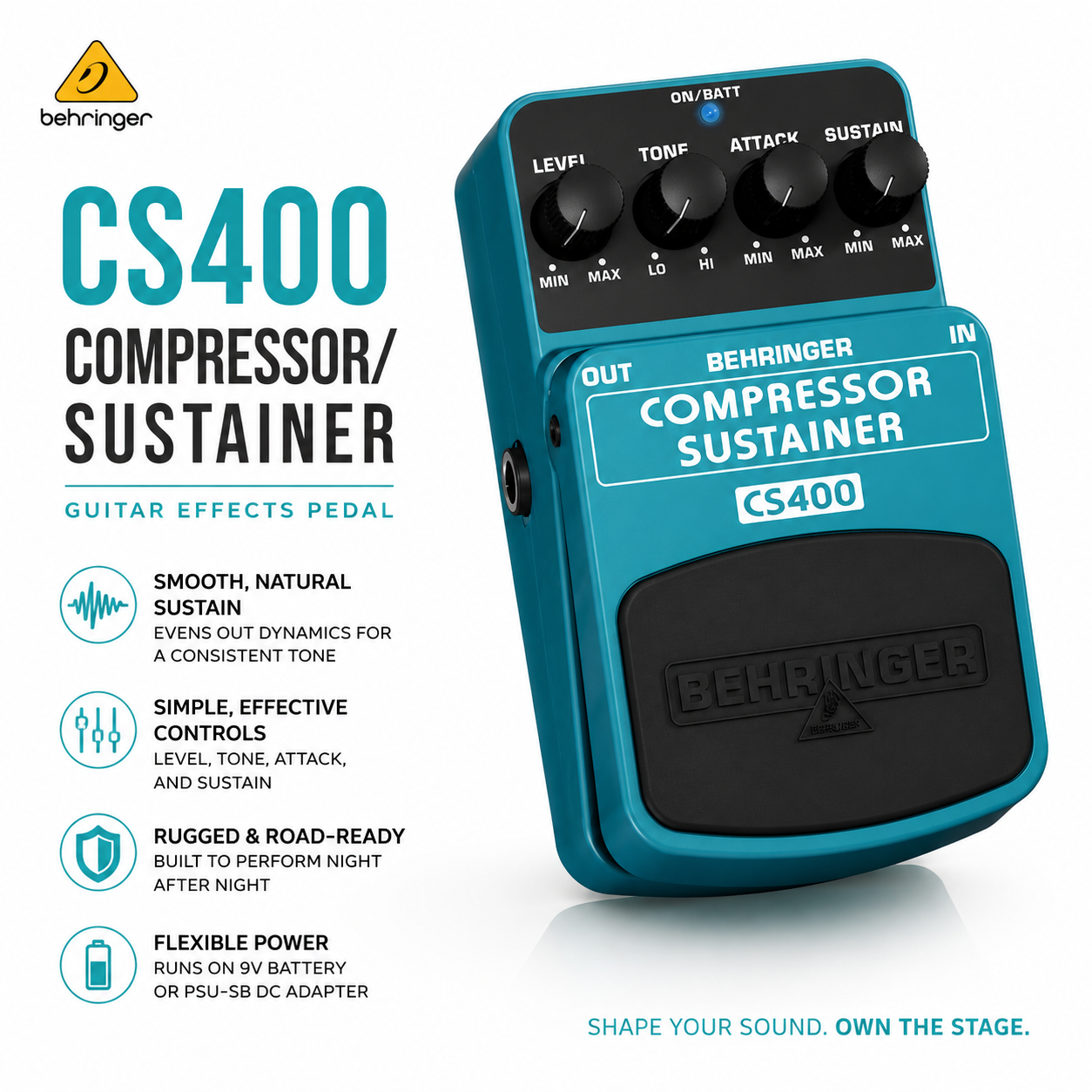 Behringer CS400 Compressor/Sustainer Guitar Effects Pedal
