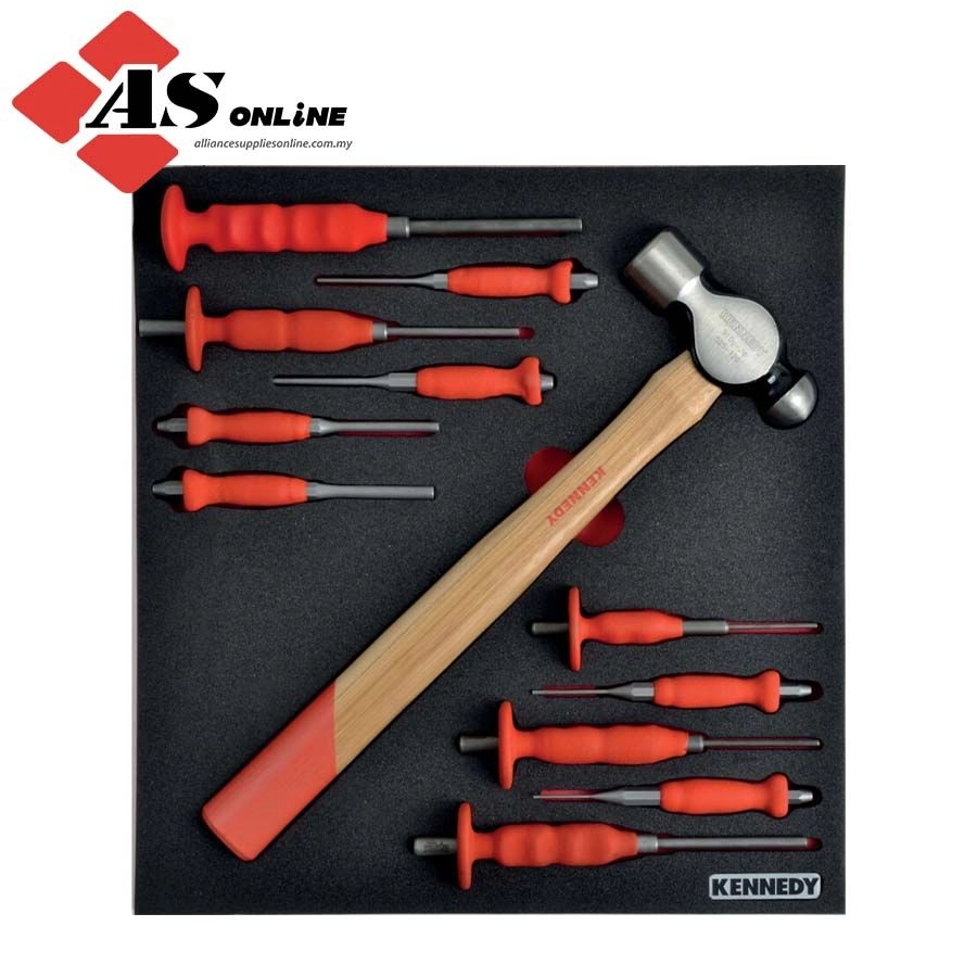 KENNEDY 12 Piece Punch and Hammer Set in 2/3 With Foam Inlay for Tool Cabinets / Model: KEN5950290K
