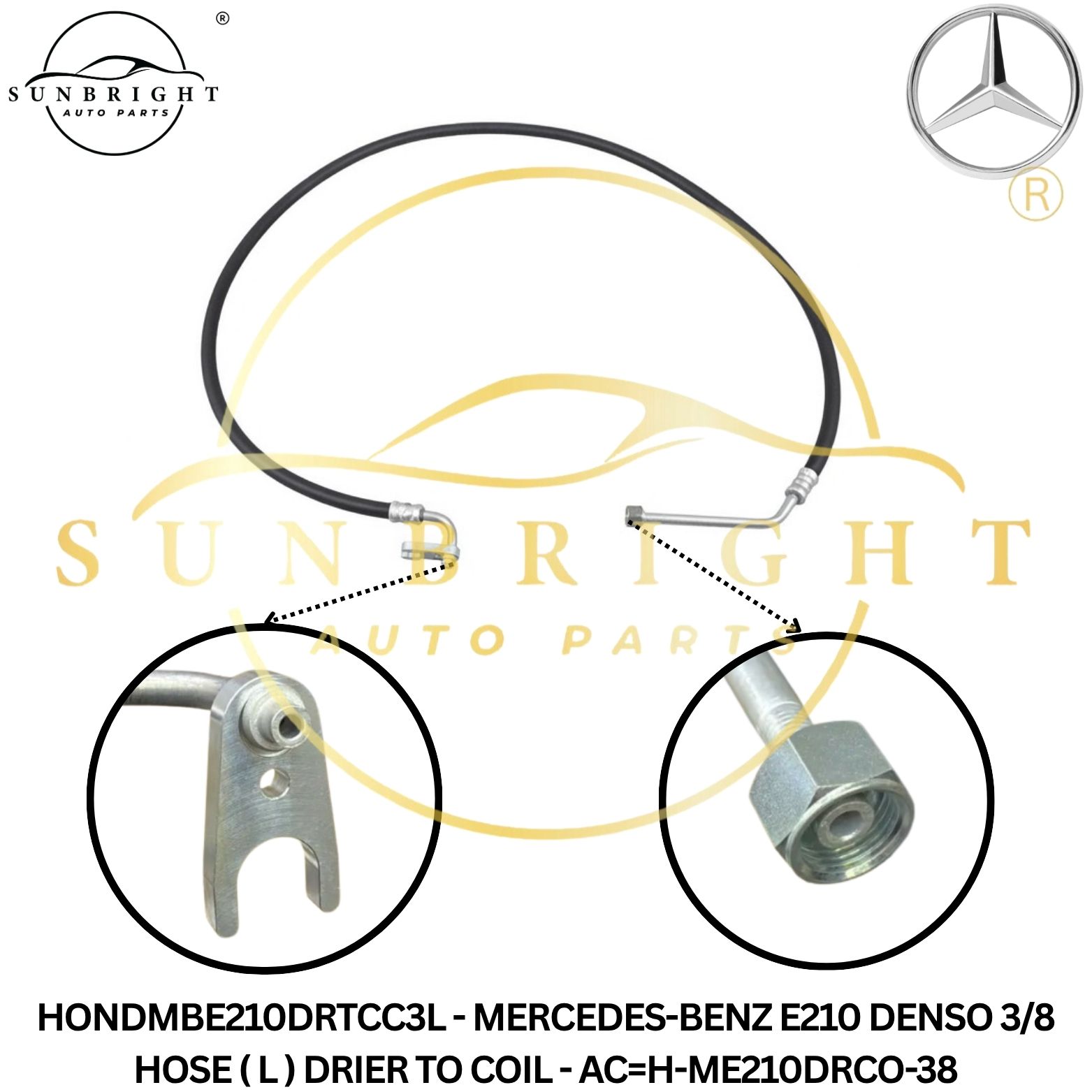 HONDMBE210DRTCC3L - MERCEDES-BENZ E210 DENSO 3/8 HOSE ( L ) DRIER TO COIL - AC=H-ME210DRCO-38