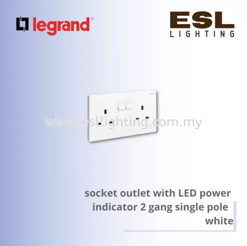 Legrand Galion™  socket outlet with LED power  indicator 2 gang single pole  white