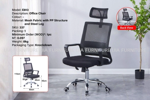 Mesh Fabric with PP Structure & Steel Leg Office Chair - E813