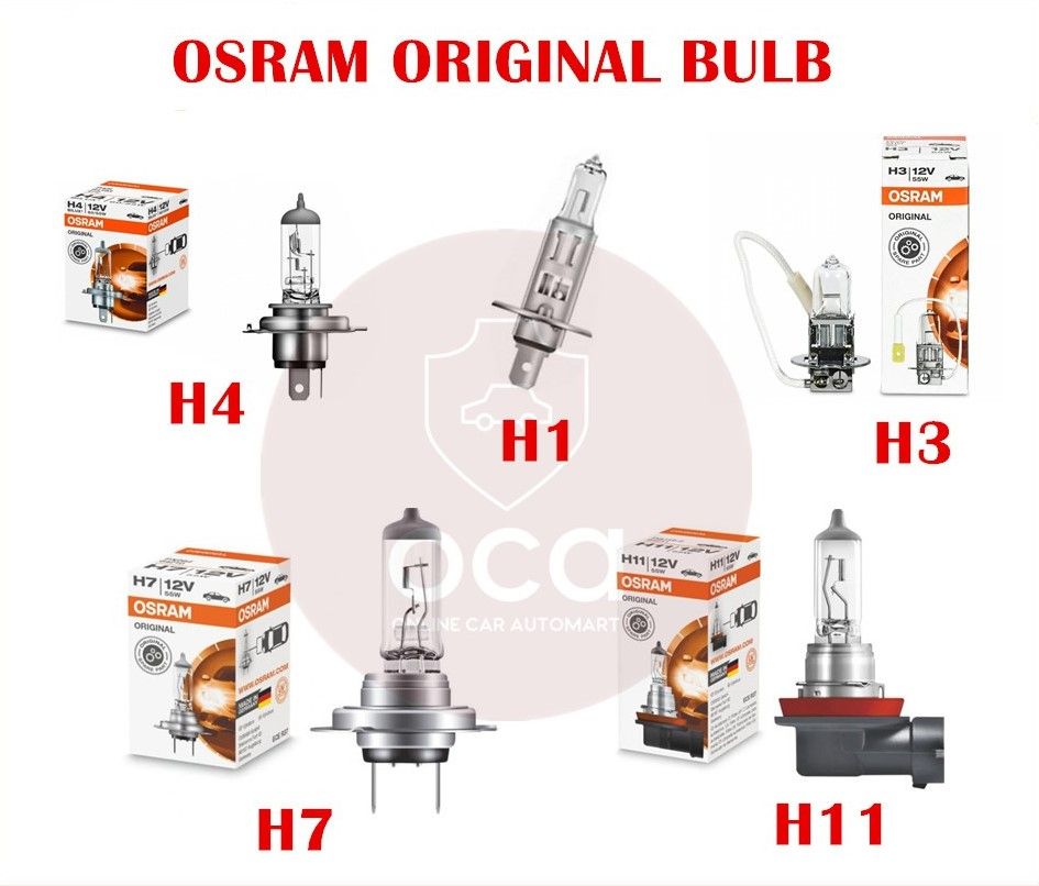 Original Osram H4,H1,H3,H7,H11 Halogen Light Car Bulb 60/55W lambu kereta perodua nissan toyota suzuki  honda proton