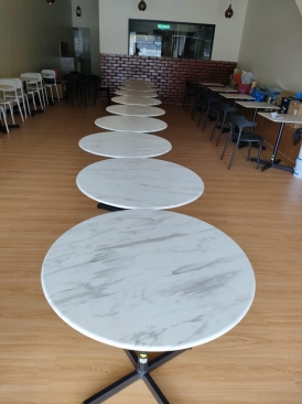 Cafe Furniture Set Up For REENAS KITCHEN KL | Round and Square Cafe Dining Table |  Cafe Quaity Plastic Dining Chair | Cafe Furniture Supplier | Restaurant | KL | Melaka | Ipoh Perak | Segamat | Bertam