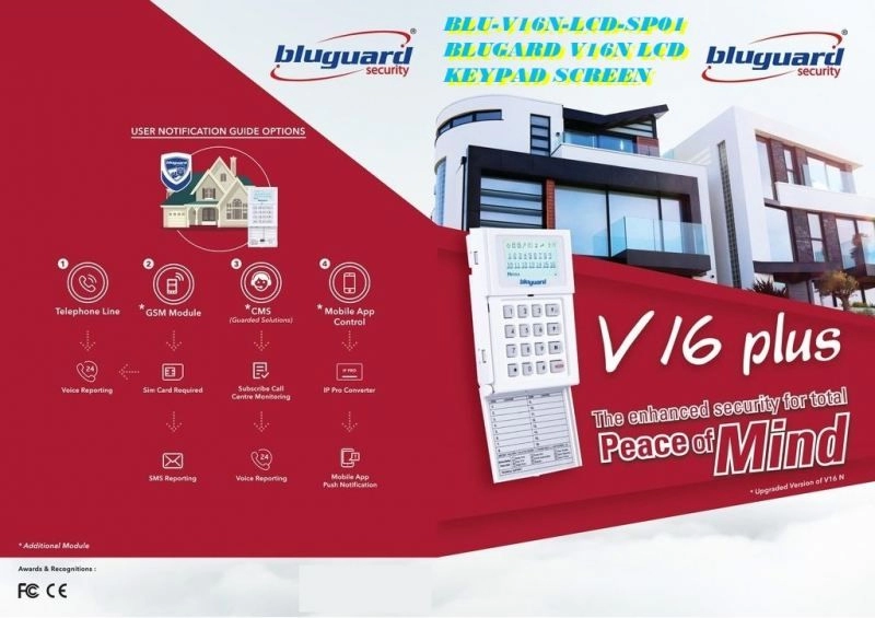 Bluguard V16-Plus LCD 9 Zone Security Home Alarm System Package