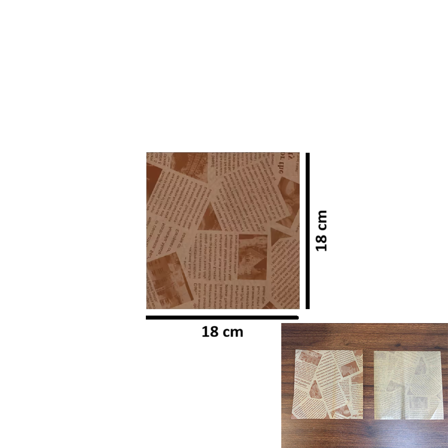(18x18cm) BROWN Food Wrapping Parchment Grease Paper / Test Liner Food Wrapper Paper