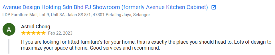 Customer Testimonial 15 & AVENUE DESIGN HOLDING SDN BHD