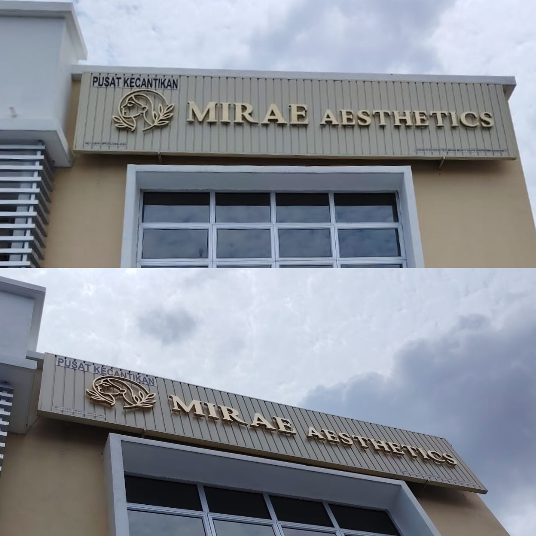 Stainless Steel Gold Box Up Lettering | Aluminium Strip Ceiling Based