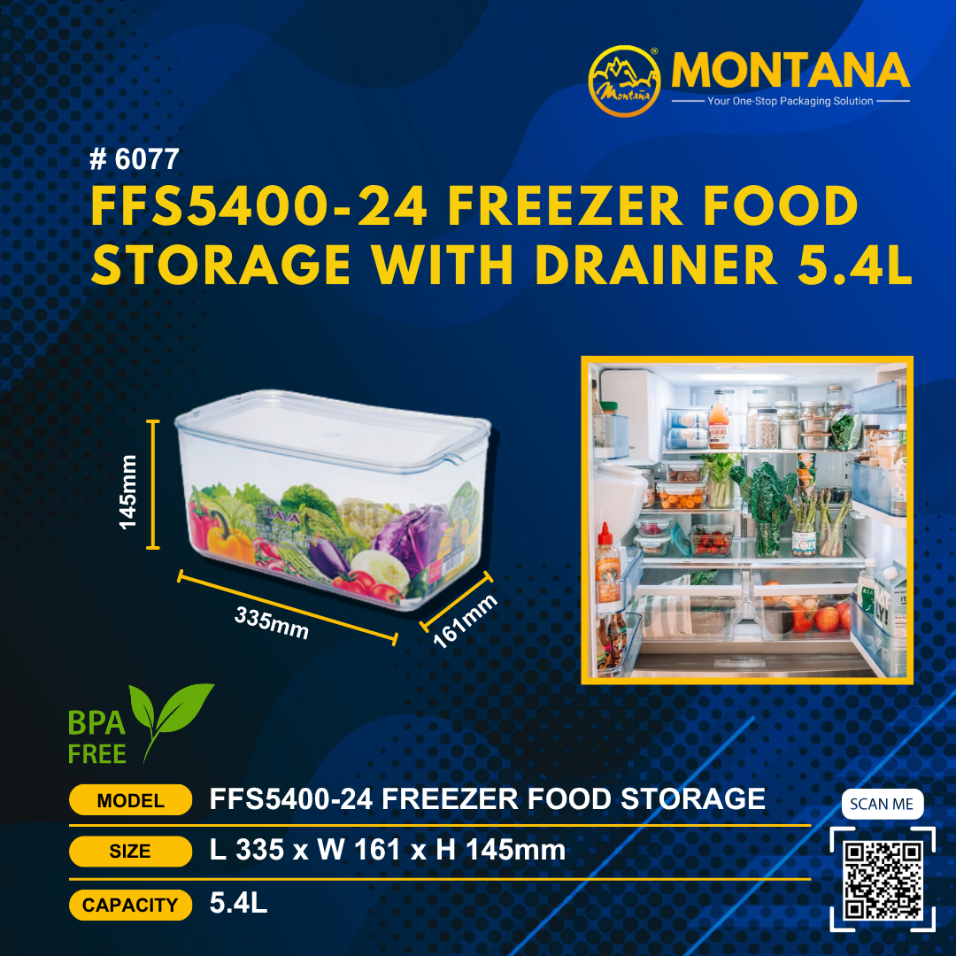 (6077) FFS5400-24 FREEZER FOOD STORAGE WITH DRAINER 5.4L