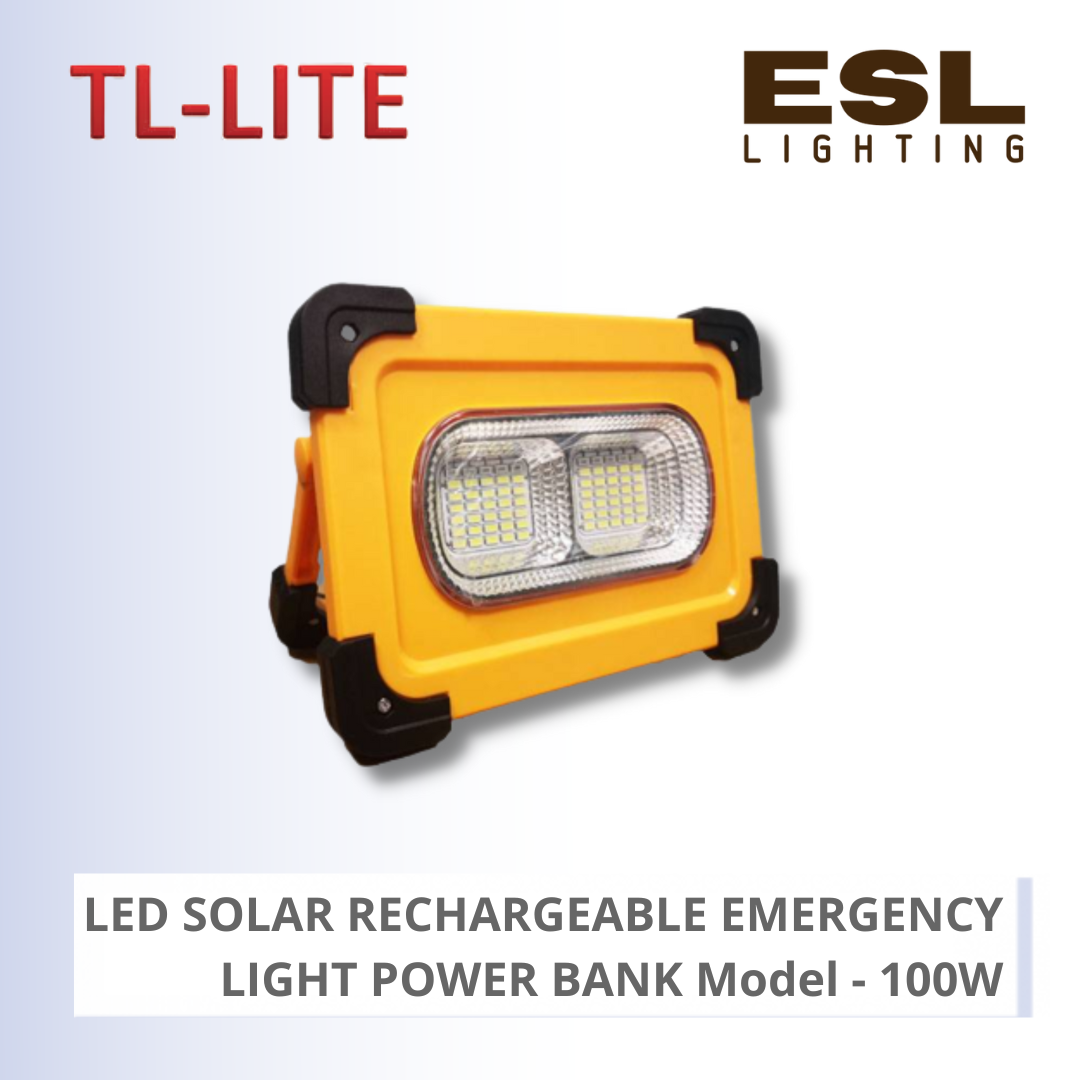 TL-LITE SOLAR LIGHT - LED SOLAR RECHARGEABLE EMERGENCY LIGHT POWER BANK - 100W