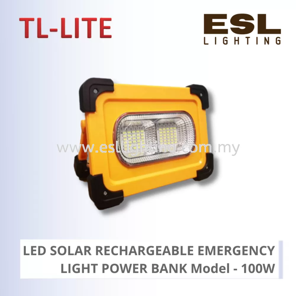 TL-LITE SOLAR LIGHT - LED SOLAR RECHARGEABLE EMERGENCY LIGHT POWER BANK - 100W