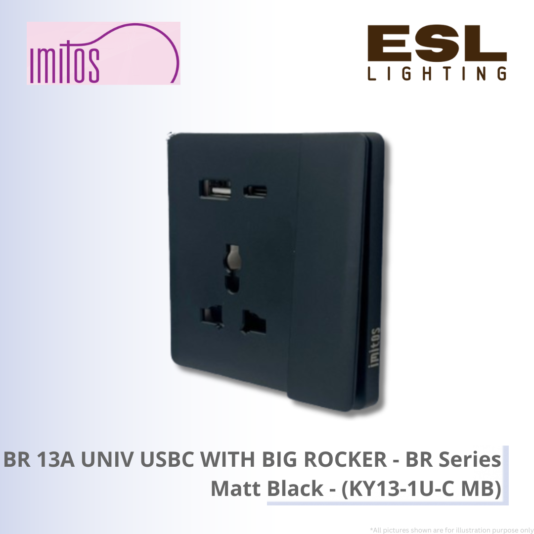 IMITOS BR 13A UNIV USBC WITH BIG ROCKER (BR Series) Matt Black - KY13-1U-C MB