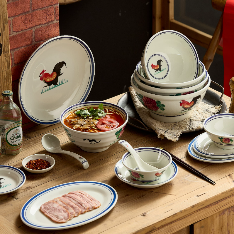 Rooster-shaped melamine tableware (plastic tableware)