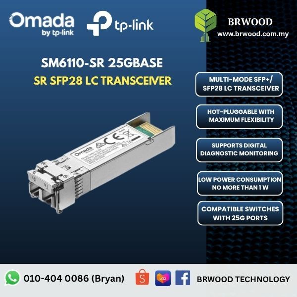 OMADA TP-LINK SM6110-SR: 25GBase-SR SFP28 LC Transceiver
