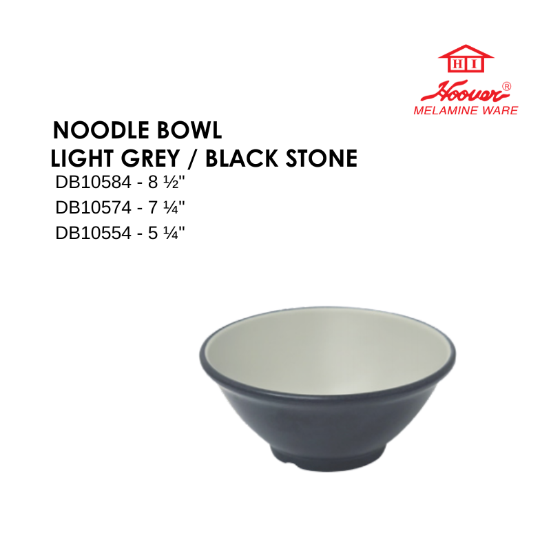 HOOVER MELAMINE WARE NOODLE BOWL LIGHT GREY / BLACK STONE DB10584 DB10574 DB10554