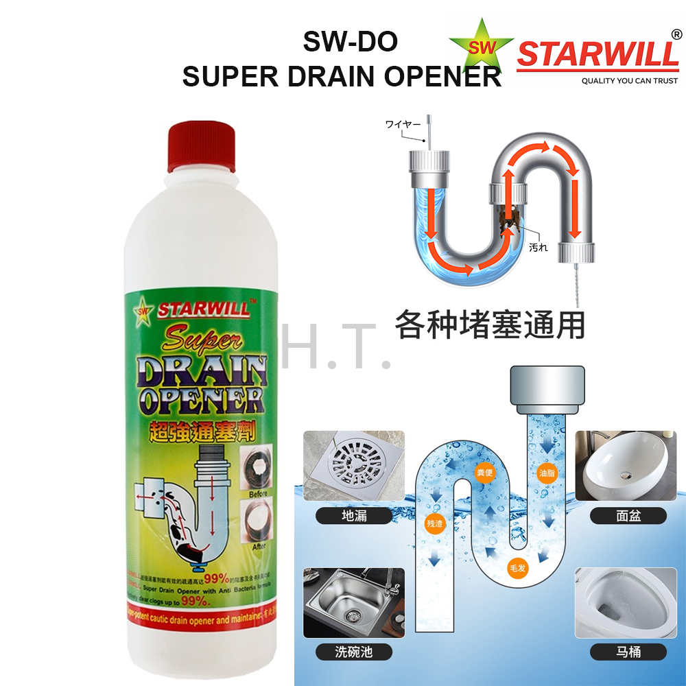 STARWILL SUPER DRAIN OPENER 700G | POWERFUL DRAIN CLEANER | UNCLOG SINK, TOILET & PIPE BLOCKAGE