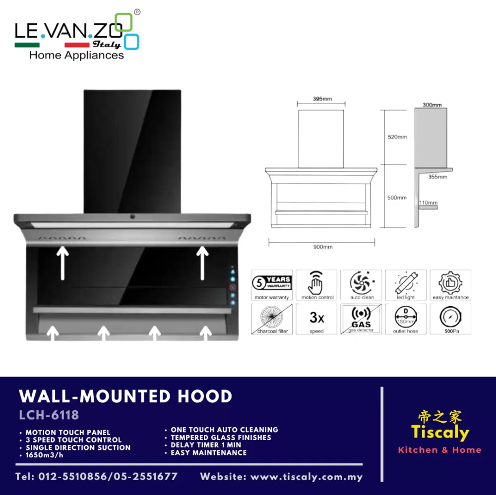 LEVANZO WALL-MOUNTED HOOD LCH-6118