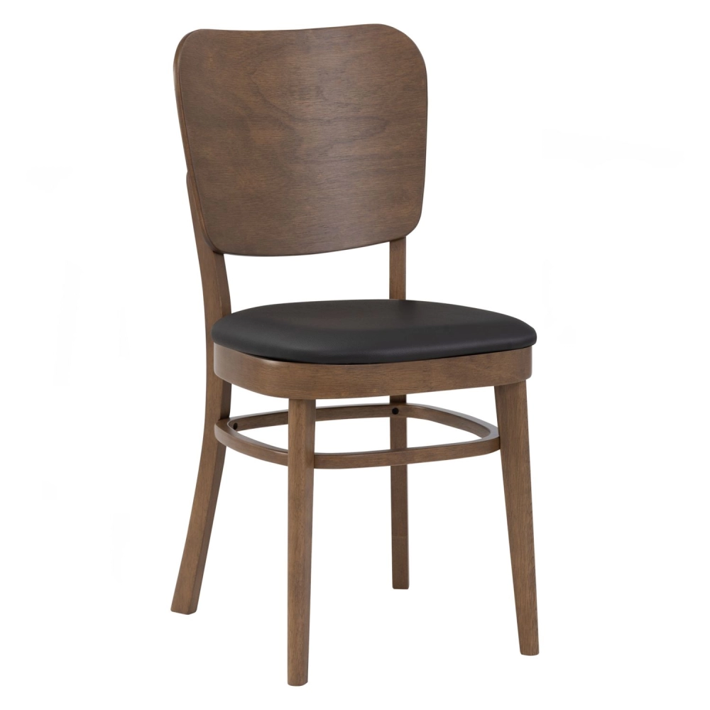 Beverly Dining Chair (Walnut, Black PU)