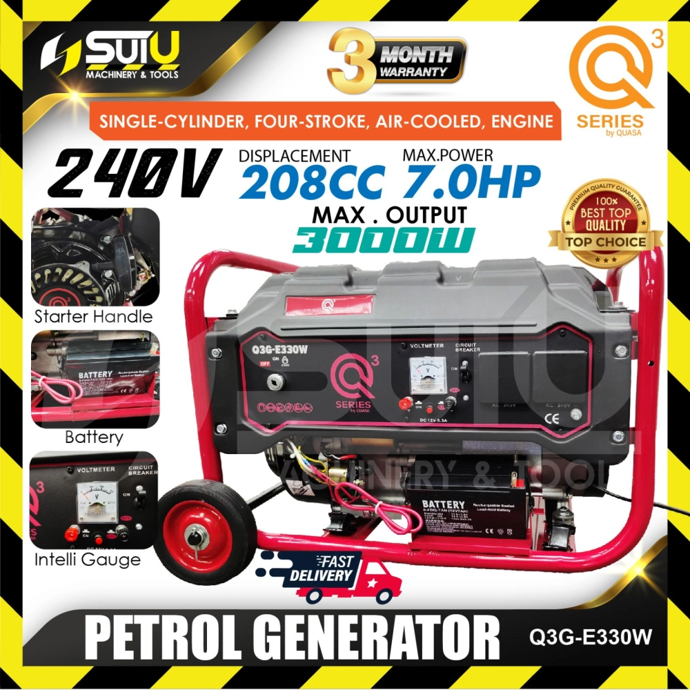 QUASA Q3 Q3G-E330W 7HP 208CC 4-Stroke Petrol Generator 3000W