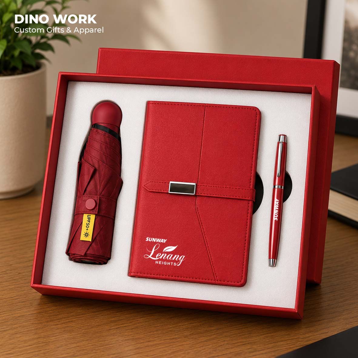 Premium Quality Notebook, Umbrella & Pen Gift Set (3in1)