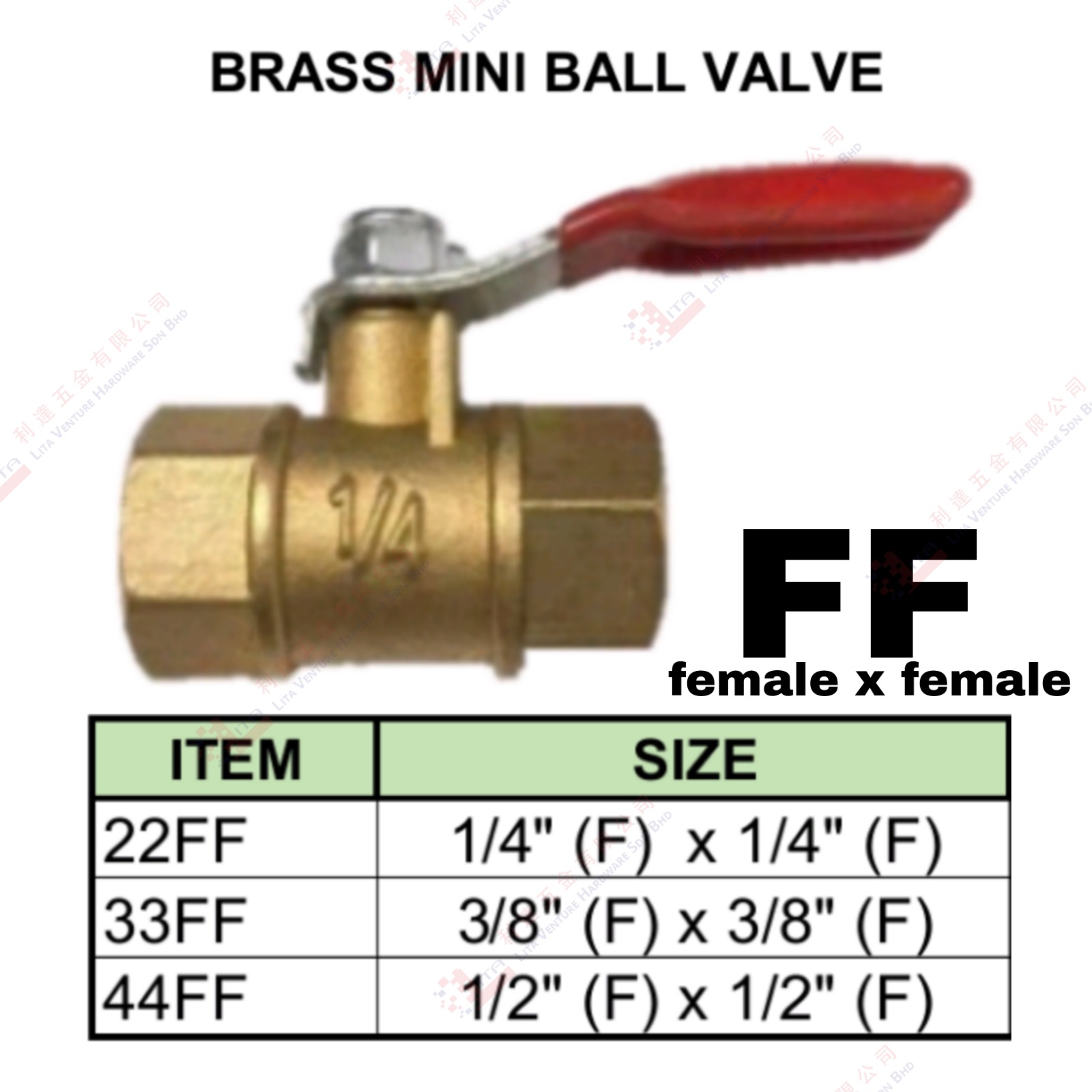 BRASS MINI BALL VALVE FF - 22FF 33FF 44FF