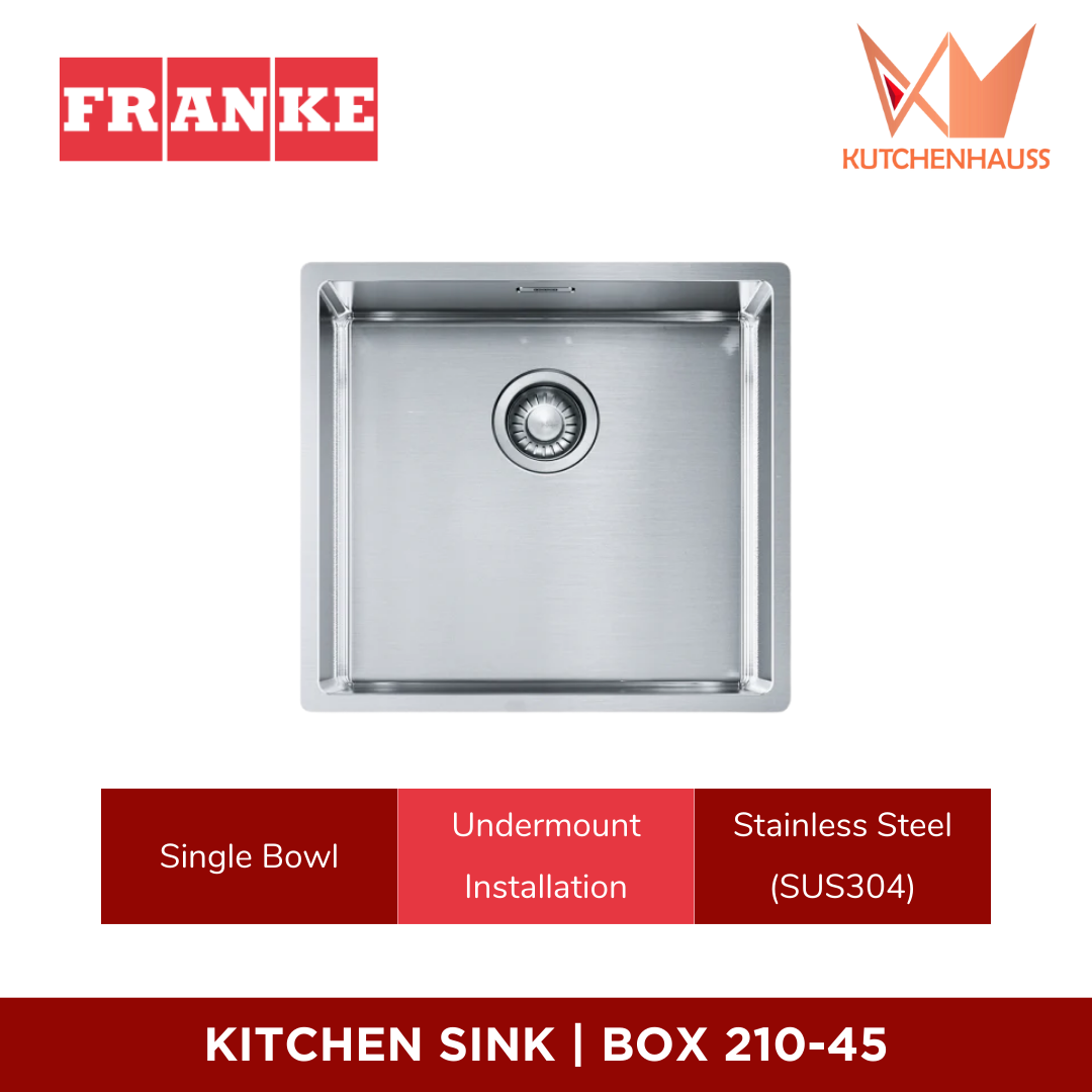 FRANKE - Undermount / Flushmount Single Bowl Stainless Steel SUS304 Sink | BOX 210-45