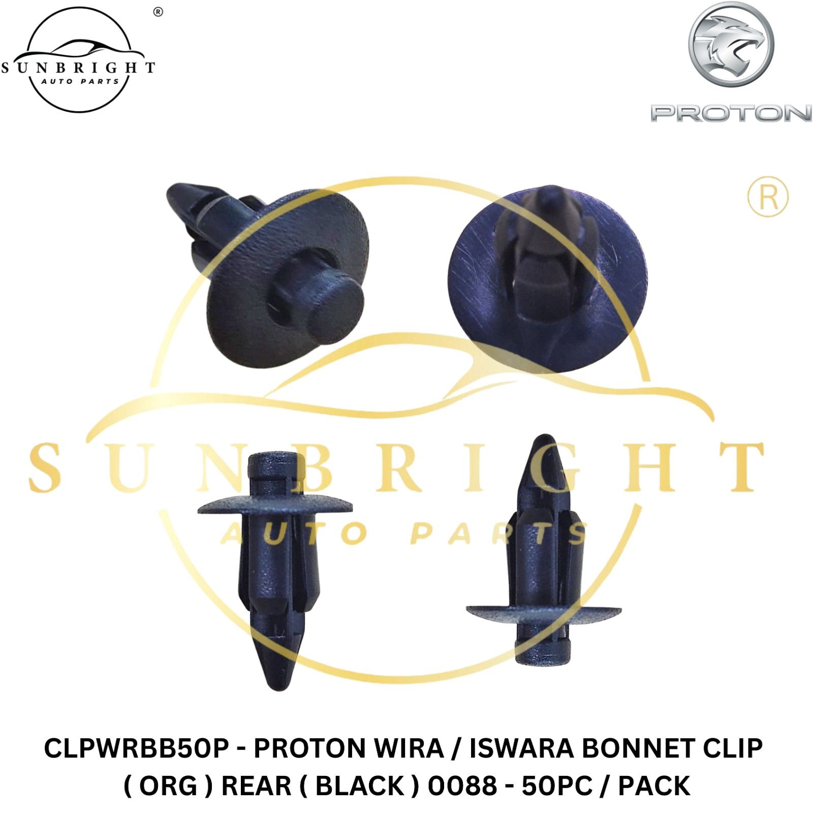 CLPWRBB - PROTON WIRA / ISWARA BONNET CLIP ( ORG ) REAR ( BLACK ) 0088 - 50PC / PACK