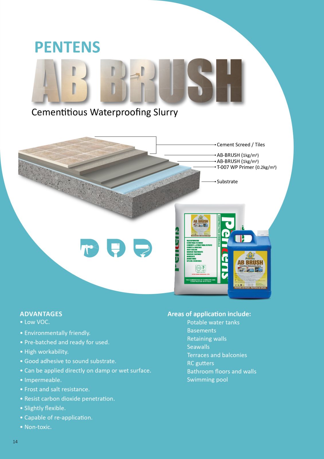 Pentens AB-Brush  |  Cementitious Waterproofing Slurry