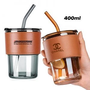 MONTE 2 Premium Color Glass Mug with PU Sleeve- 400ml