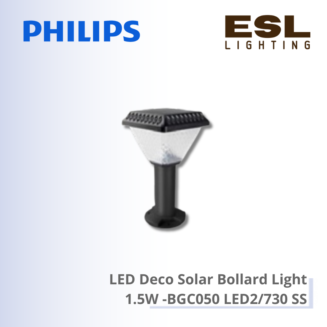 Philips LED Deco Solar Bollard Light 1.5W - BGC050 LED2/730 SS IP65