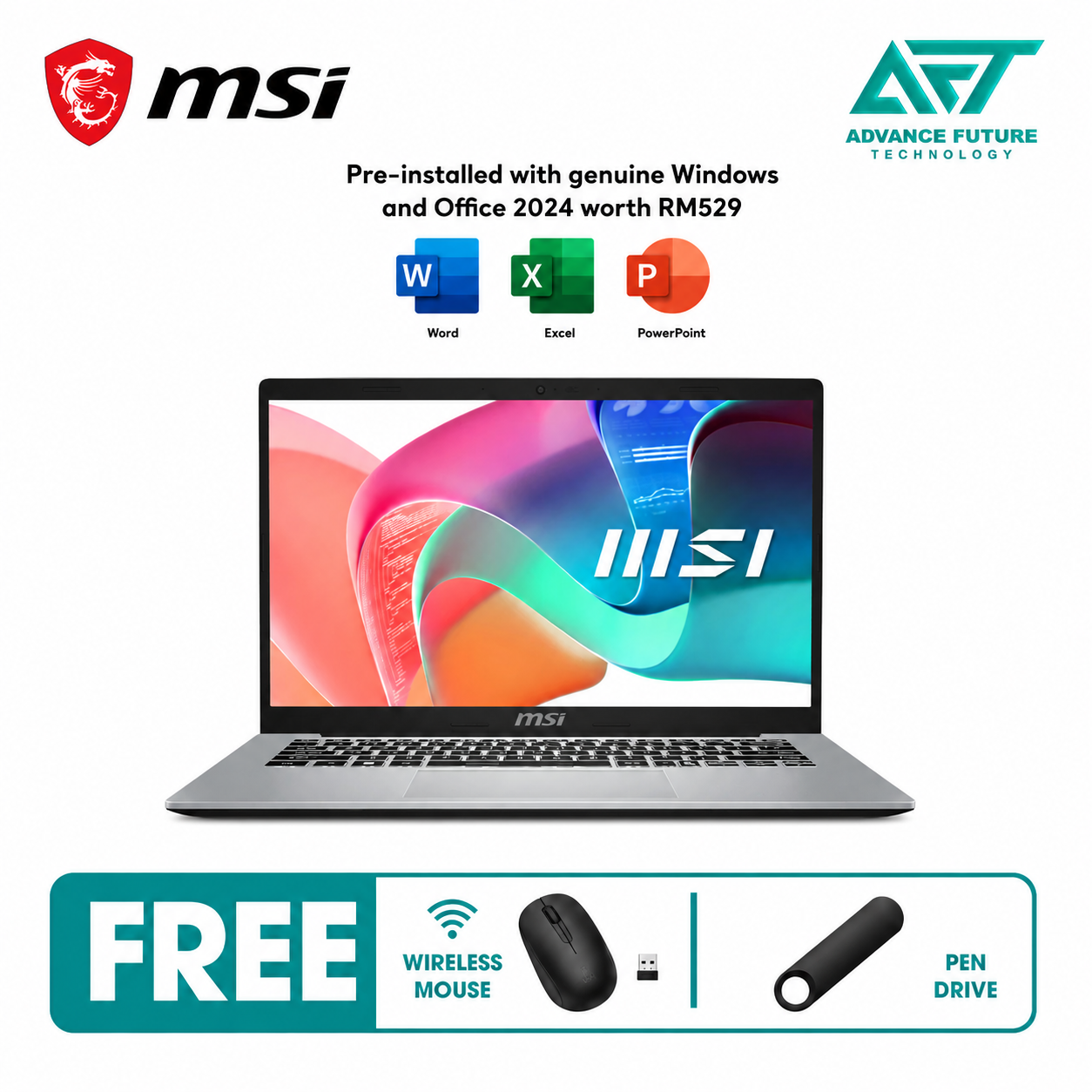 MSI Modern 14 F13MG-881MY 14'' FHD Laptop Urban Silver ( Intel Core i5 1334U ,16GB, 512GB SSD, Intel, W11, H&S 2024&M365 )