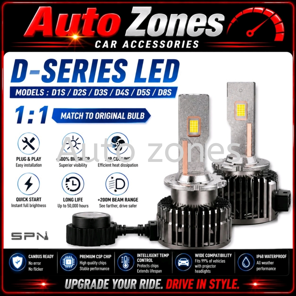 2 PCS D-Series LED Headlight 1:1 Replacement D1S D2S D3S D4S D5S D8S LED Bulb Plug & Play Super Bright Car Headlight Conversion Kit IP68 Waterproof