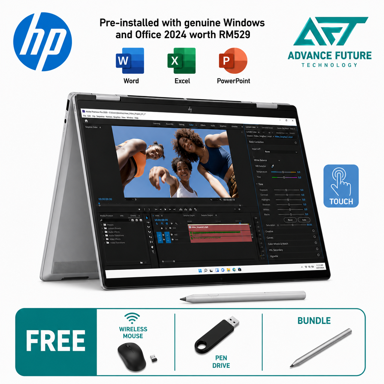 HP Envy X360 14-fa0141AU 14" WUXGA Touch 2-In-1 Laptop Meteor Silver ( AMD Ryzen 5-8640HS, 16GB, 512GB SSD, ATI, W11, H&S 2024&M365 )