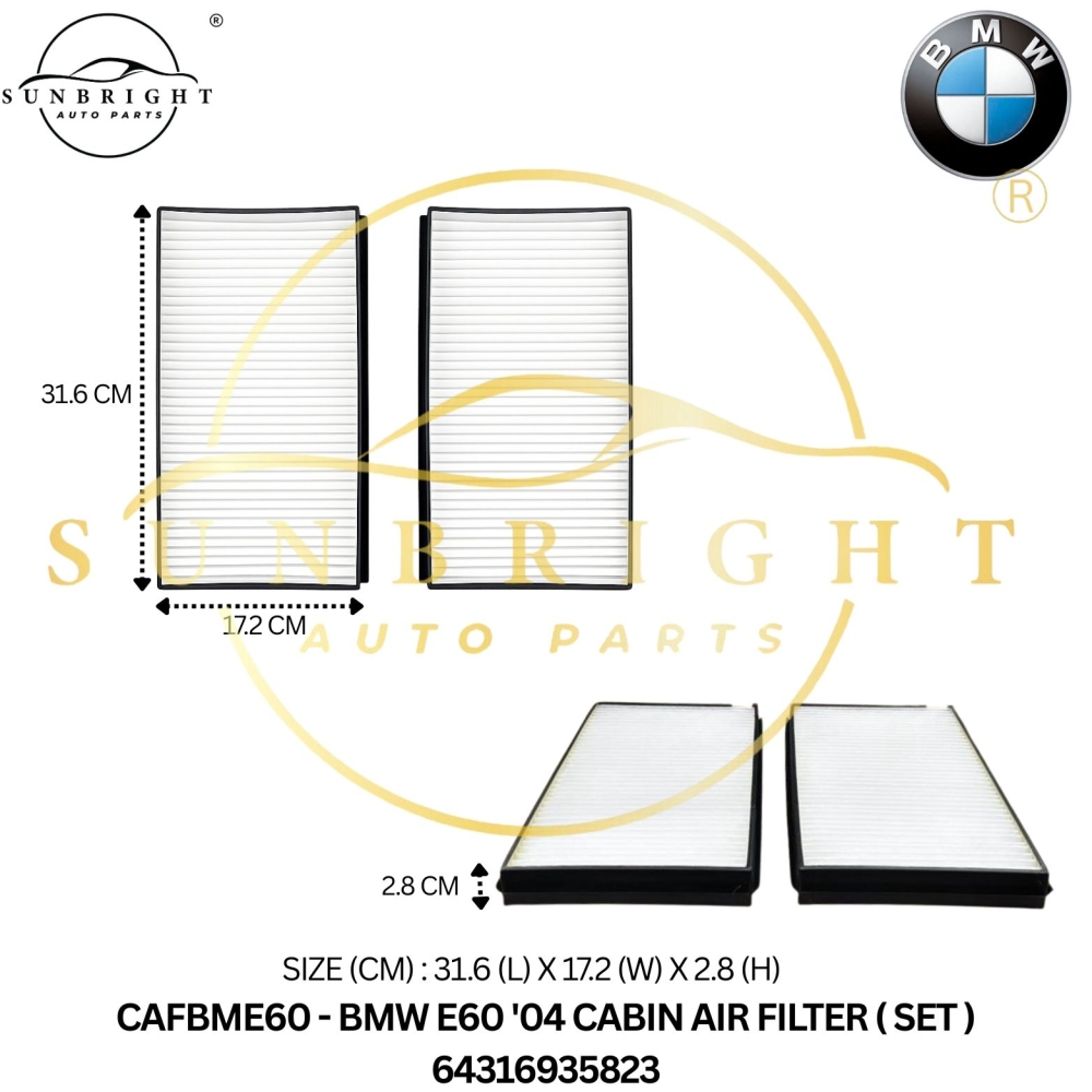 CAFBME60 - BMW E60 '04 CABIN AIR FILTER ( SET )- 64316935823