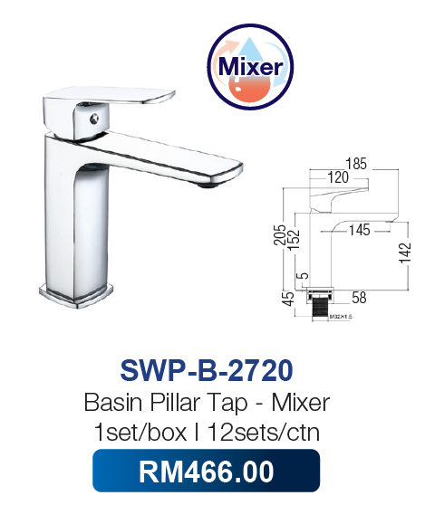 Saniware Basin Pillar Tap Mixer 2720