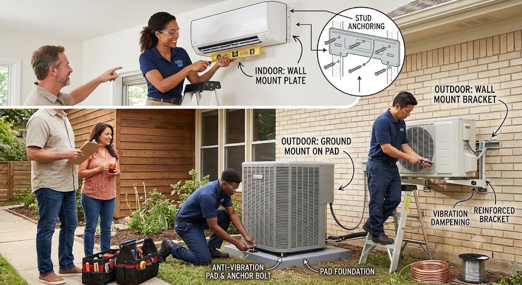 Residential air conditioner mounting techniques