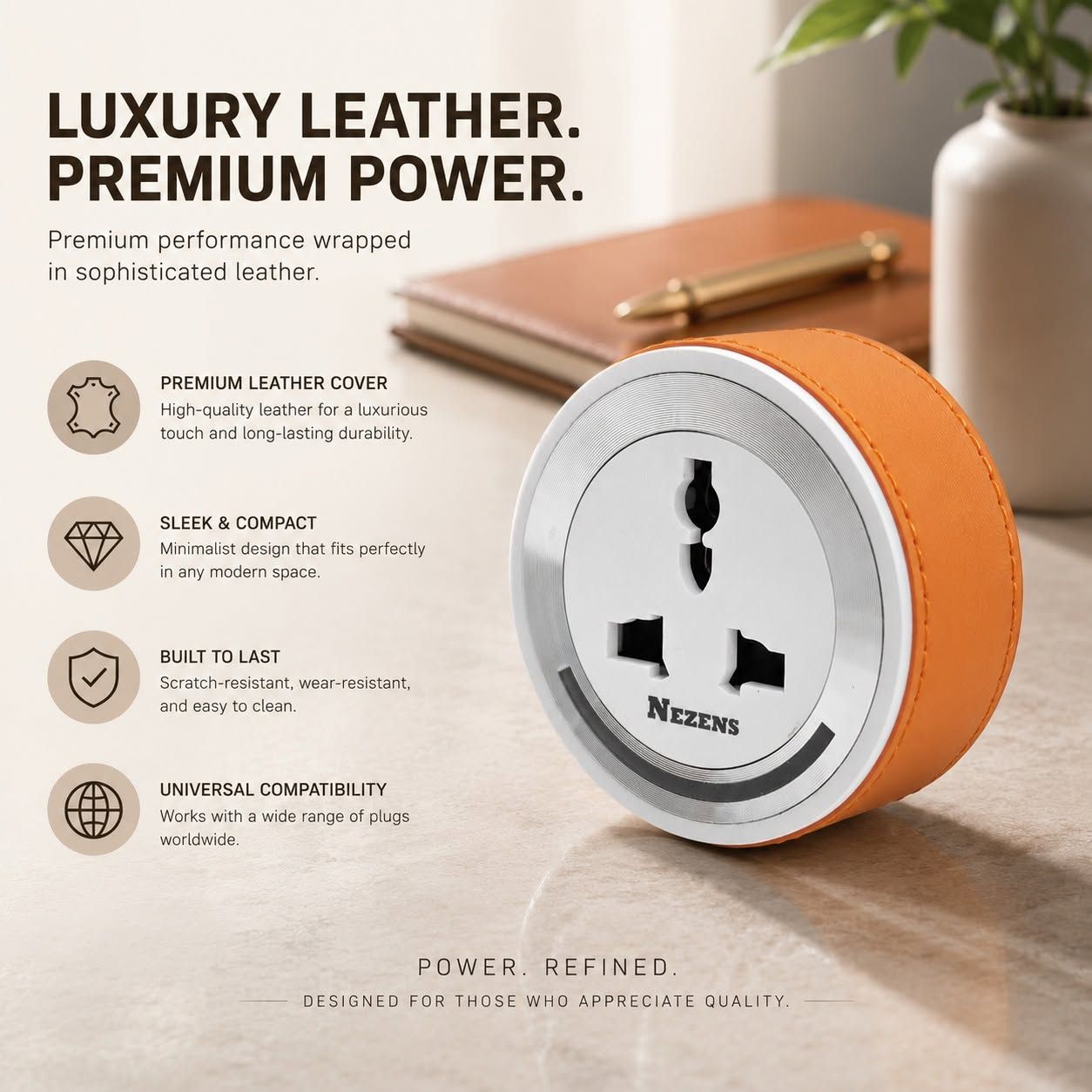 Universal Adaptor, White/Orange