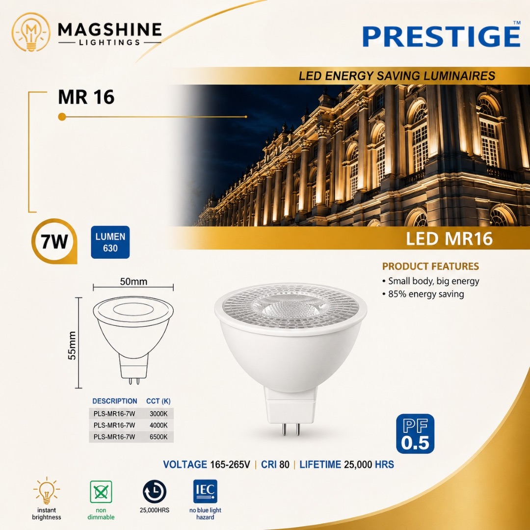 PRESTIGE MR16 LED ENERGY SAVING LUMINAIRES 7W